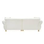 93.7" Teddy Fabric 3-Seater Sofa with Matching Throw Pillows – Beige