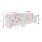 93.7" Teddy Fabric 3-Seater Sofa with Matching Throw Pillows – Beige