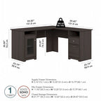 60W L-Shaped Computer Desk with Storage Cabinet & File Drawer