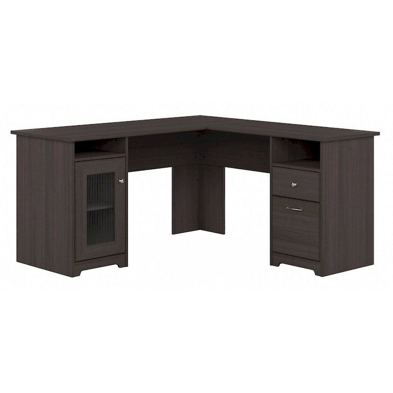 60W L-Shaped Computer Desk with Storage Cabinet & File Drawer