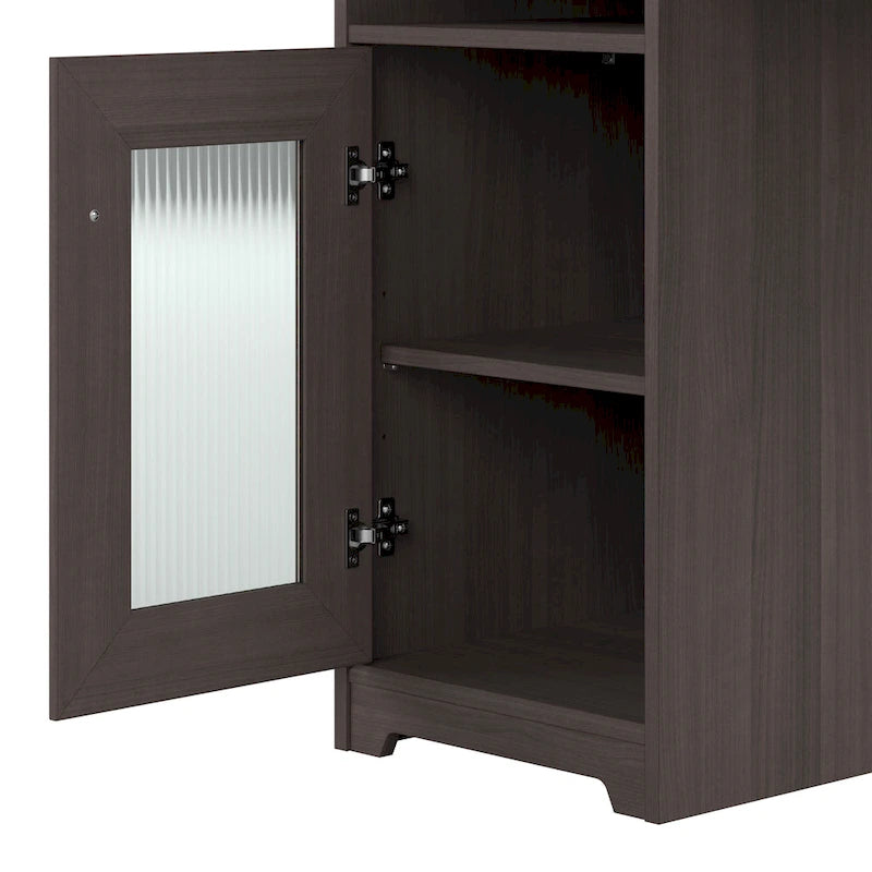 60W L-Shaped Computer Desk with Storage Cabinet & File Drawer