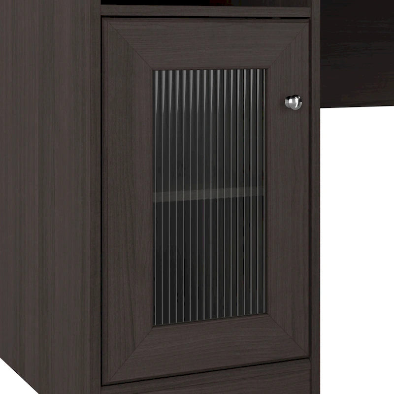 60W L-Shaped Computer Desk with Storage Cabinet & File Drawer