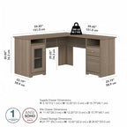 60W L-Shaped Computer Desk with Storage Cabinet & File Drawer
