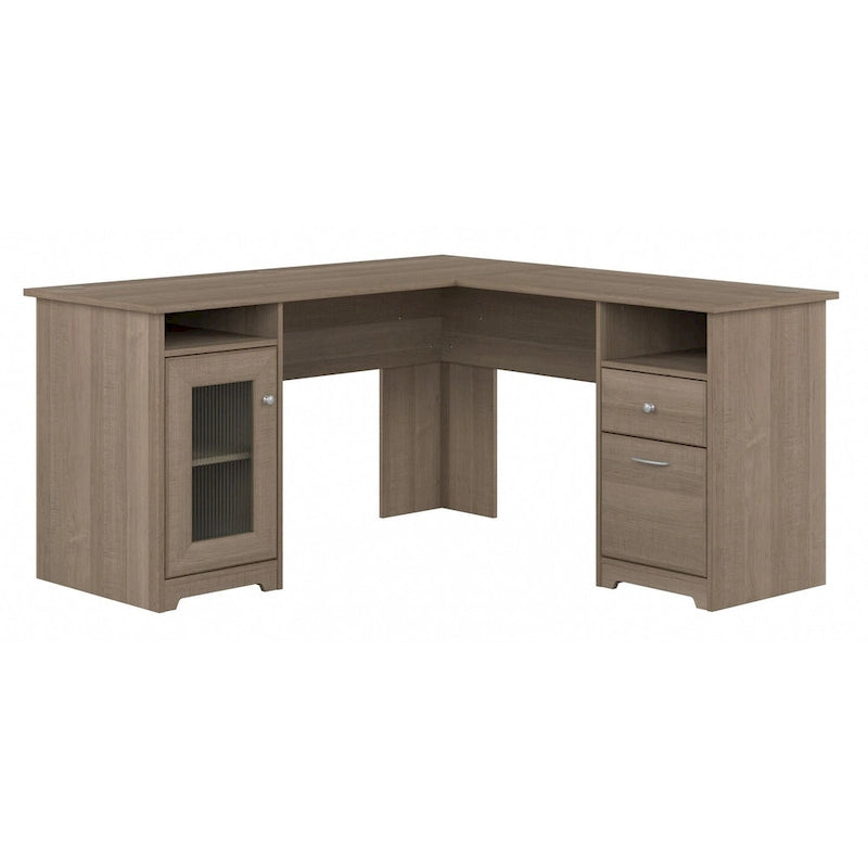 60W L-Shaped Computer Desk with Storage Cabinet & File Drawer