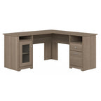 60W L-Shaped Computer Desk with Storage Cabinet & File Drawer