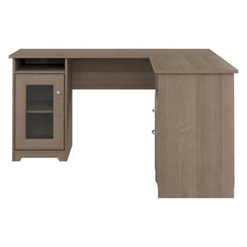 60W L-Shaped Computer Desk with Storage Cabinet & File Drawer