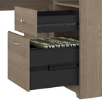 60W L-Shaped Computer Desk with Storage Cabinet & File Drawer