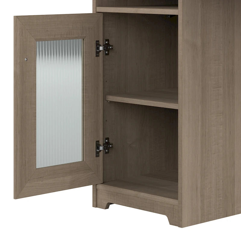 60W L-Shaped Computer Desk with Storage Cabinet & File Drawer