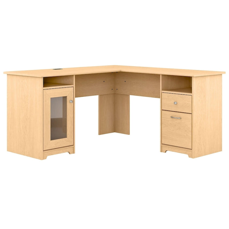 60W L-Shaped Computer Desk with Storage Cabinet & File Drawer