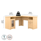 60W L-Shaped Computer Desk with Storage Cabinet & File Drawer