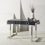 Art Deco Black Lacquer & Gold Leaf 2-Drawer Storage Desk – Luxurious Design