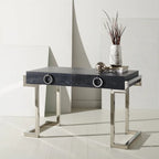 Art Deco Black Lacquer & Gold Leaf 2-Drawer Storage Desk – Luxurious Design