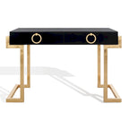 Art Deco Black Lacquer & Gold Leaf 2-Drawer Storage Desk – Luxurious Design
