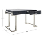 Art Deco Black Lacquer & Gold Leaf 2-Drawer Storage Desk – Luxurious Design