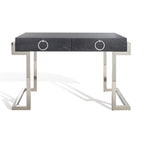 Art Deco Black Lacquer & Gold Leaf 2-Drawer Storage Desk – Luxurious Design
