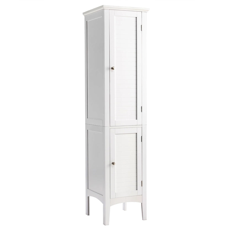 Freestanding Bathroom Linen Tower Storage Cabinet – 5 Layers, White MDF