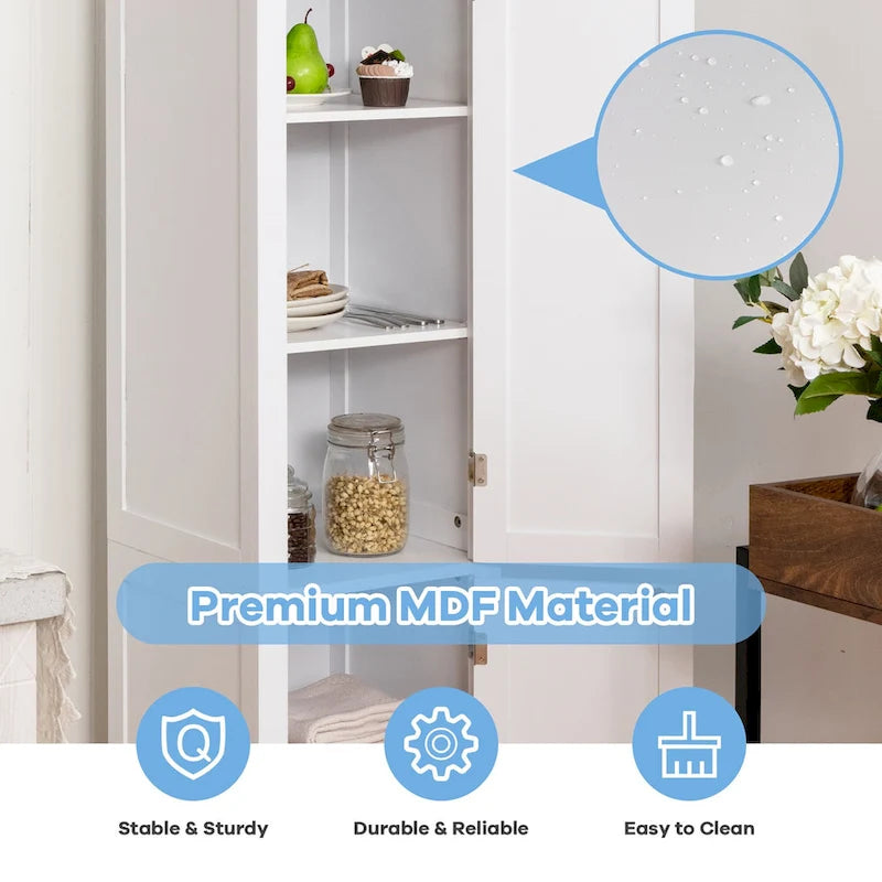 Freestanding Bathroom Linen Tower Storage Cabinet – 5 Layers, White MDF