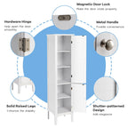 Freestanding Bathroom Linen Tower Storage Cabinet – 5 Layers, White MDF