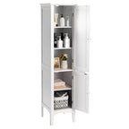 Freestanding Bathroom Linen Tower Storage Cabinet – 5 Layers, White MDF