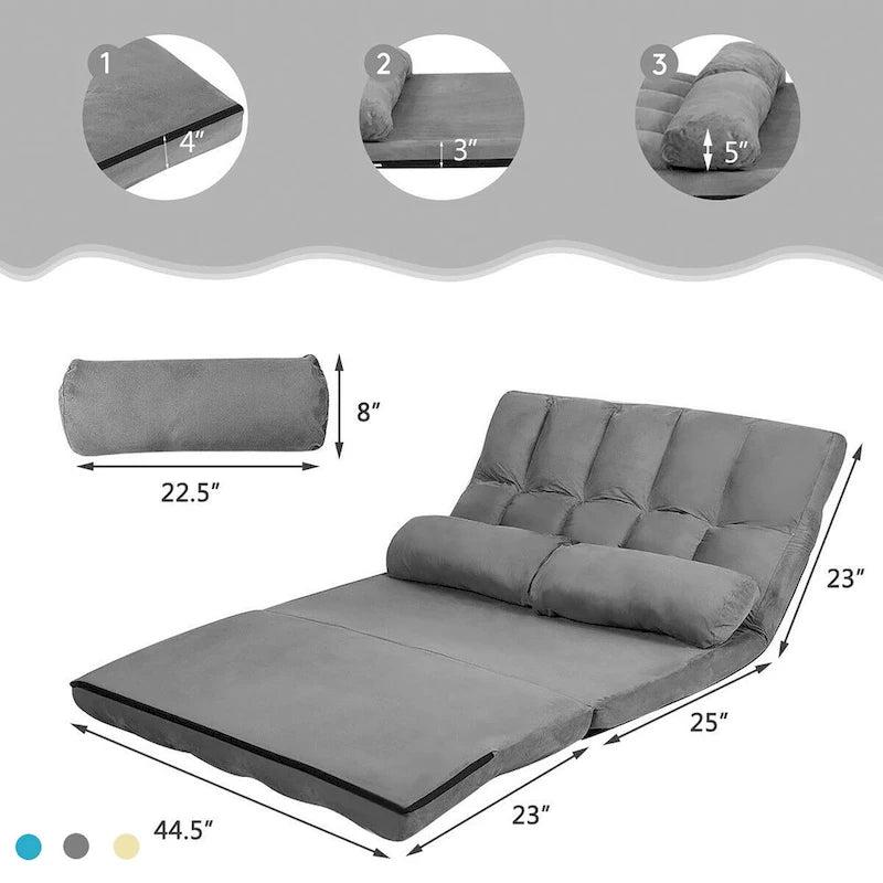 Foldable Floor Sofa Bed with 6-Position Adjustable Backrest – 330 lb Capacity