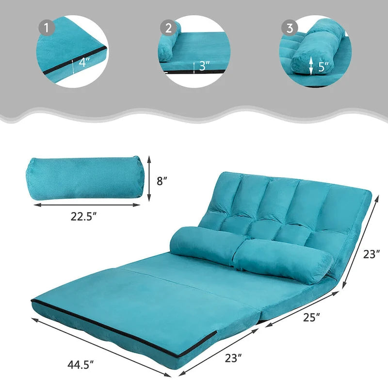 Foldable Floor Sofa Bed with 6-Position Adjustable Backrest – 330 lb Capacity