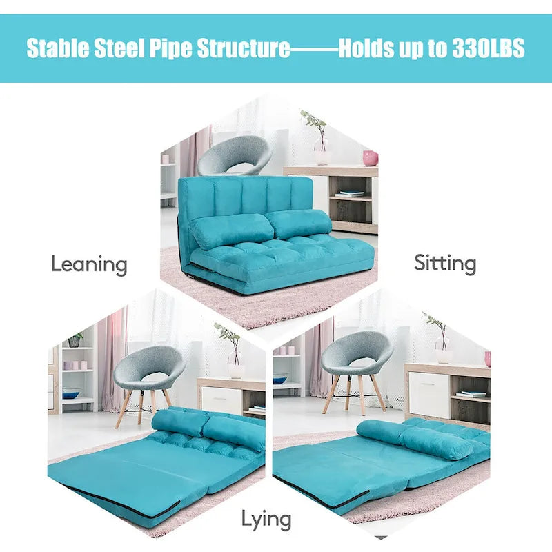 Foldable Floor Sofa Bed with 6-Position Adjustable Backrest – 330 lb Capacity