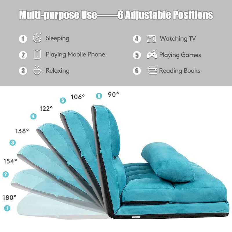 Foldable Floor Sofa Bed with 6-Position Adjustable Backrest – 330 lb Capacity