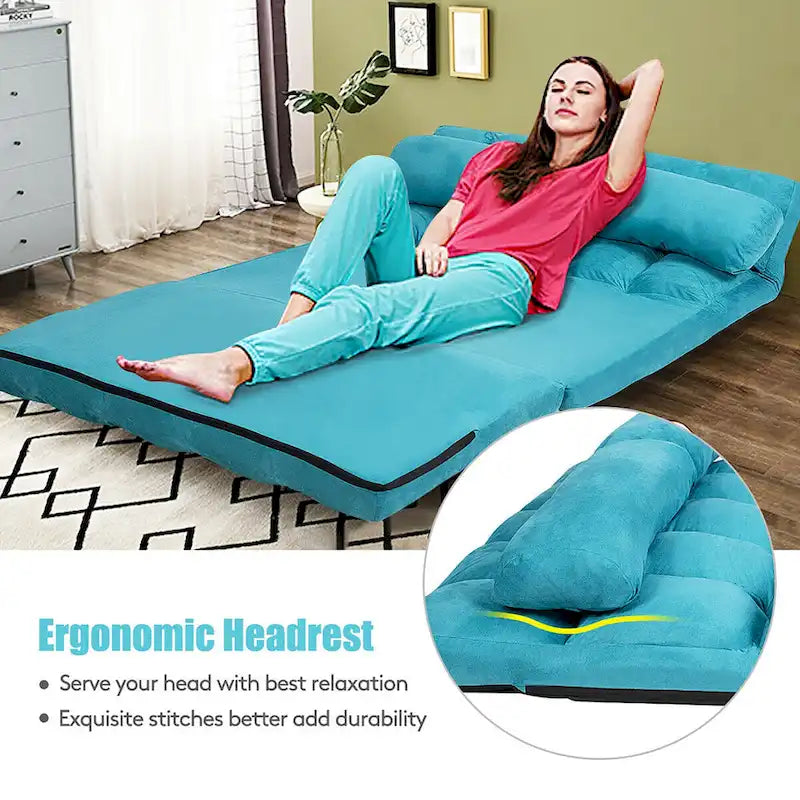 Foldable Floor Sofa Bed with 6-Position Adjustable Backrest – 330 lb Capacity