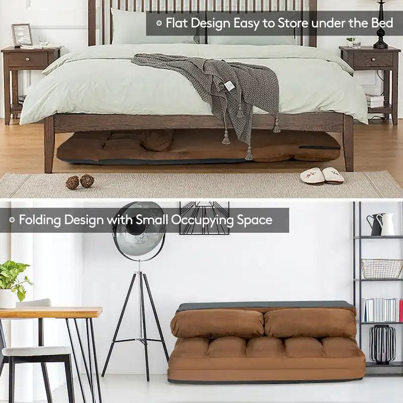 Foldable Floor Sofa Bed with 6-Position Adjustable Backrest – 330 lb Capacity