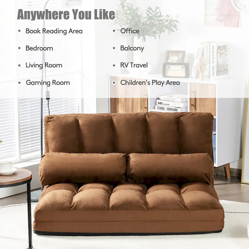 Foldable Floor Sofa Bed with 6-Position Adjustable Backrest – 330 lb Capacity