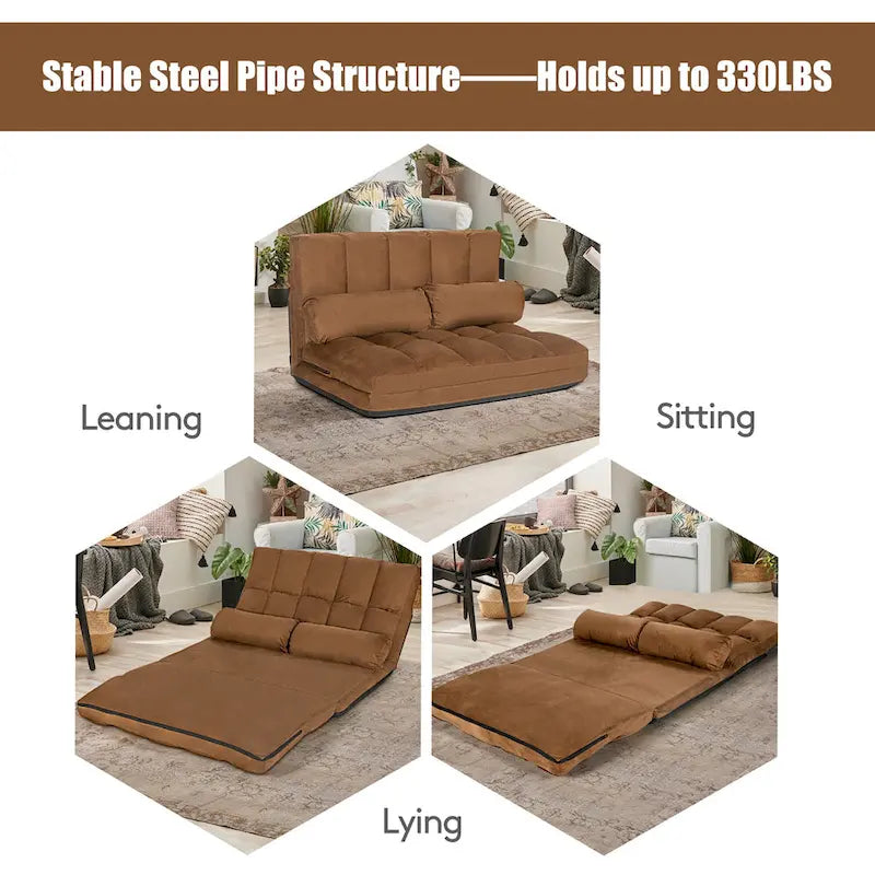 Foldable Floor Sofa Bed with 6-Position Adjustable Backrest – 330 lb Capacity