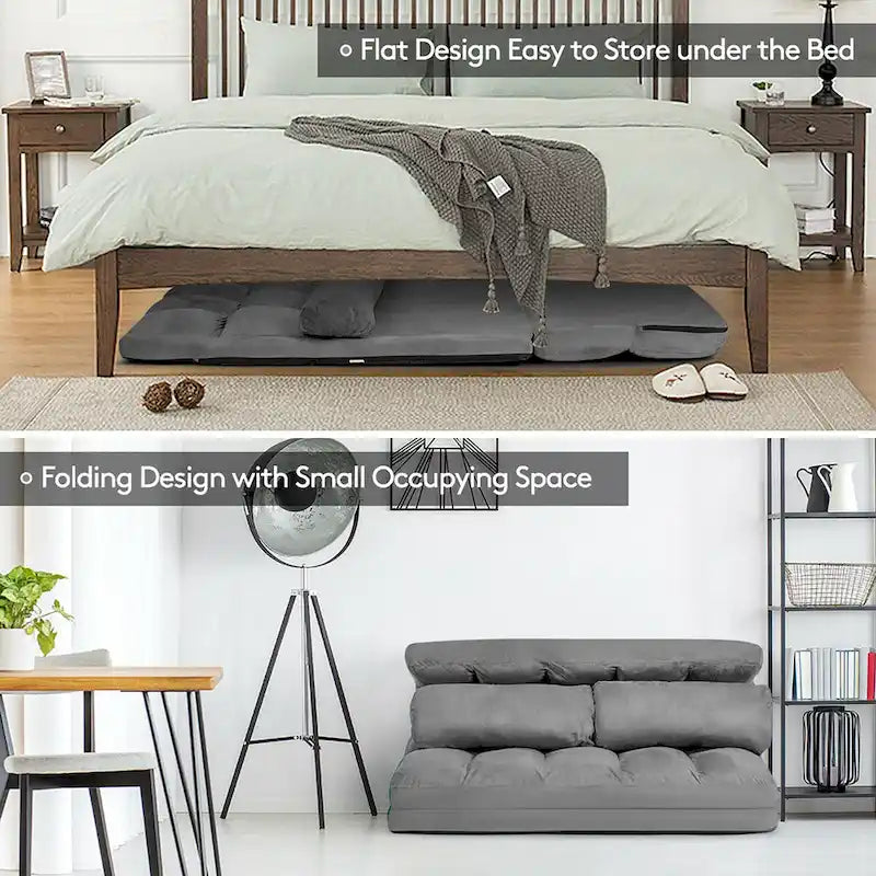Foldable Floor Sofa Bed with 6-Position Adjustable Backrest – 330 lb Capacity