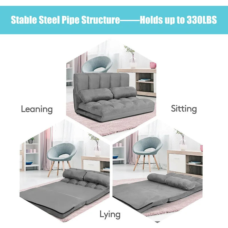 Foldable Floor Sofa Bed with 6-Position Adjustable Backrest – 330 lb Capacity