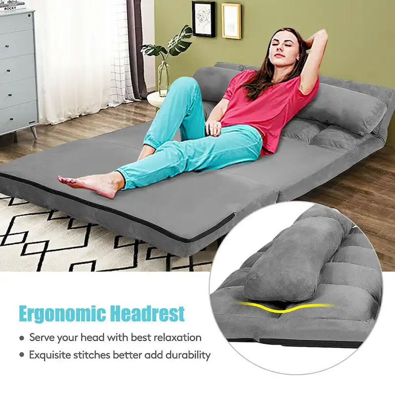 Foldable Floor Sofa Bed with 6-Position Adjustable Backrest – 330 lb Capacity