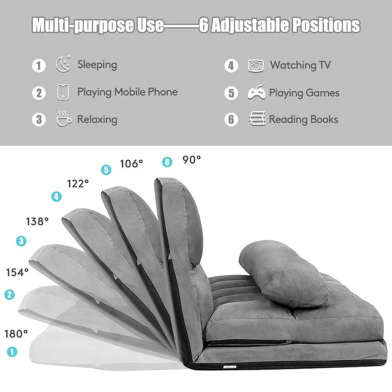 Foldable Floor Sofa Bed with 6-Position Adjustable Backrest – 330 lb Capacity
