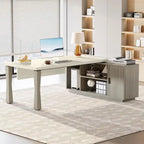 8.7 Executive Desk, L-Shaped Office Table with Cabinet & Shelves