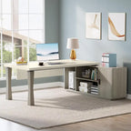 8.7 Executive Desk, L-Shaped Office Table with Cabinet & Shelves