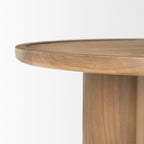 39" Round Solid Wood Pedestal Coffee Table – Natural Elm Finish