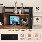 Queen Size Platform Bed with 3-Tier Storage Headboard, 4 Drawers & Charging Station