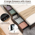 Queen Size Platform Bed with 3-Tier Storage Headboard, 4 Drawers & Charging Station