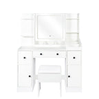 Coiffeuse avec miroir et lumières, meuble de maquillage avec tiroirs et armoire, coiffeuse avec lumière LED, grande table de maquillage