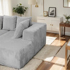 Modern 130 Corduroy Fabric U-shaped Sectional Sofa with Reversible Design for Living Room