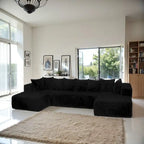 Modern 130 Corduroy Fabric U-shaped Sectional Sofa with Reversible Design for Living Room