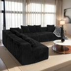 Modern 130 Corduroy Fabric U-shaped Sectional Sofa with Reversible Design for Living Room