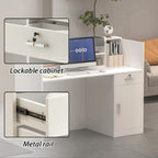 Bureau de réception moderne rectangulaire en bois avec tiroir et compartiments de rangement