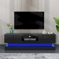 Meuble TV moderne à façade brillante avec lumières LED - 15.75 x 51.18 x 19.68