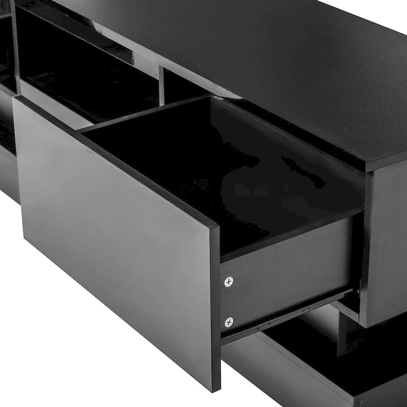 Meuble TV moderne à façade brillante avec lumières LED - 15.75 x 51.18 x 19.68