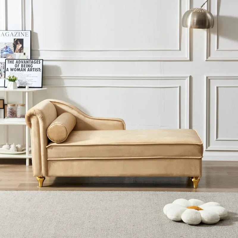 Chaise longue en velours moderne avec rangement - 29.90 x 60.60 x 27.50