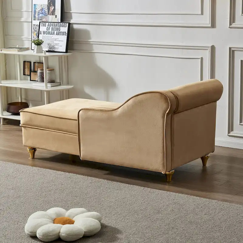Chaise longue en velours moderne avec rangement - 29.90 x 60.60 x 27.50