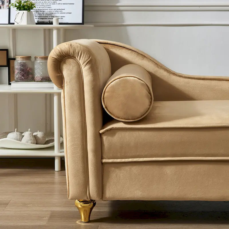 Chaise longue en velours moderne avec rangement - 29.90 x 60.60 x 27.50